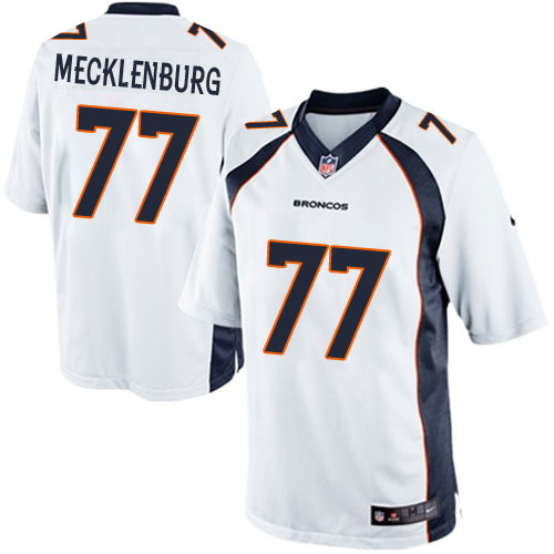 Men's Limited Karl Mecklenburg Nike Jersey White Road - #77 NFL Denver Broncos
